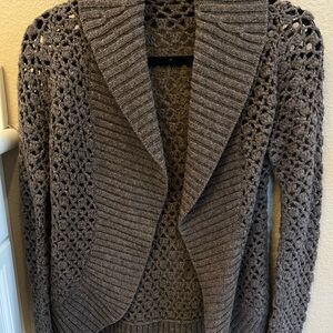 Vince Open-Weave Shawl Collar Cardigan - Gray